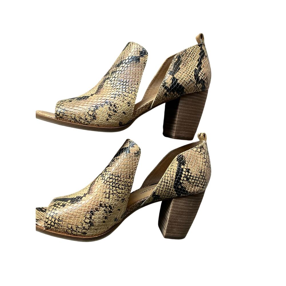 Lucky Brand Leather Snakeskin Block Heel Boots Size 9